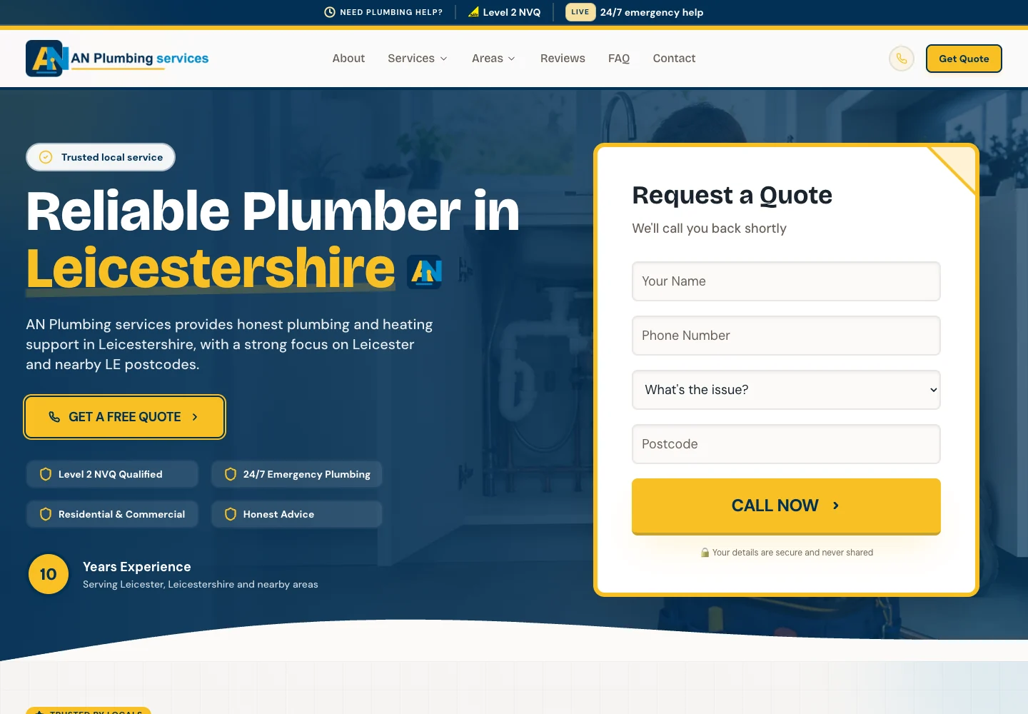 AN Plumbing Services homepage