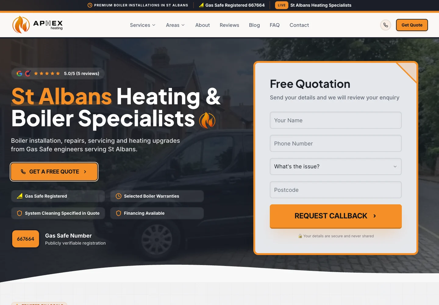 Aphex Heating homepage