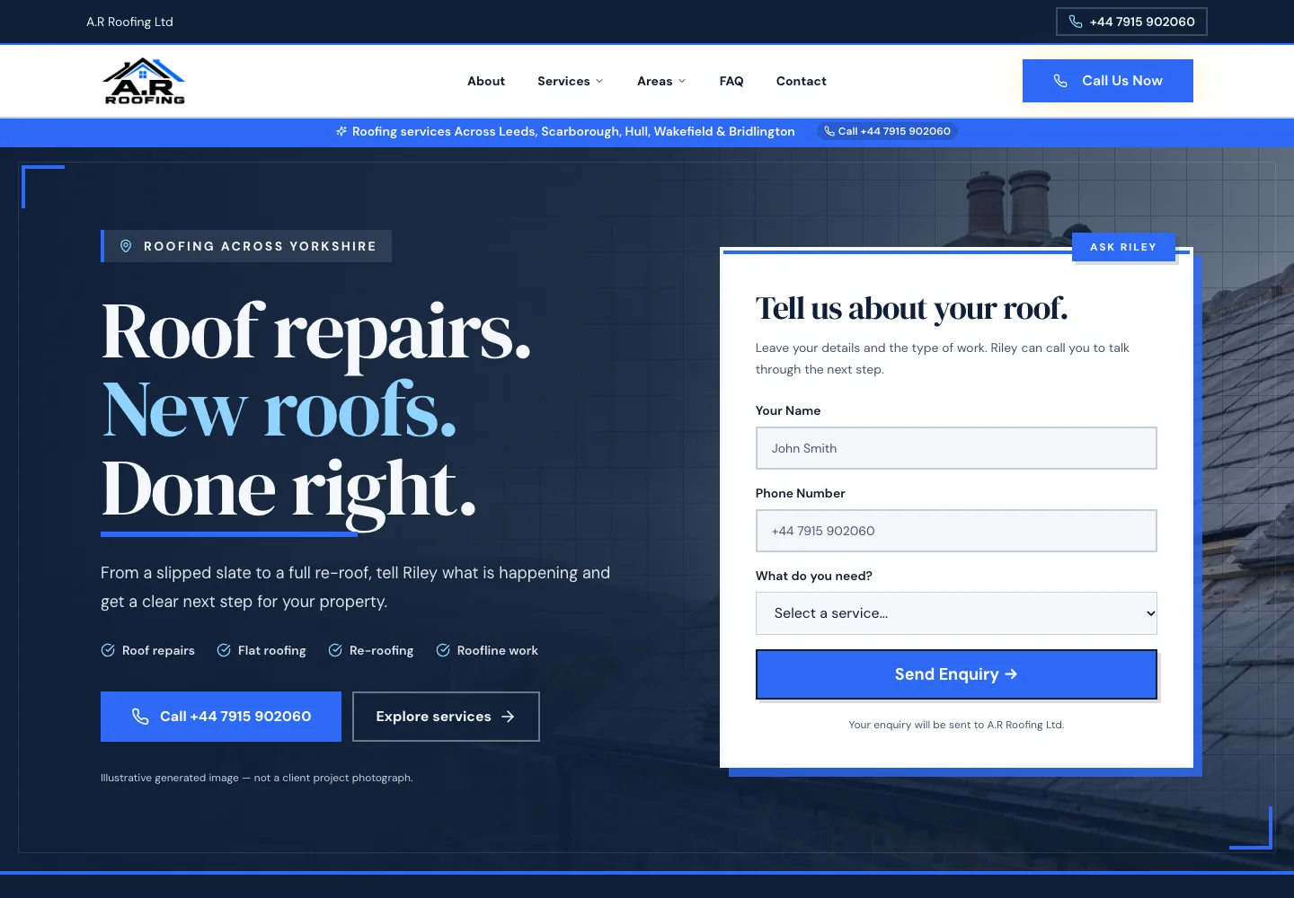 A.R Roofing Ltd bespoke website