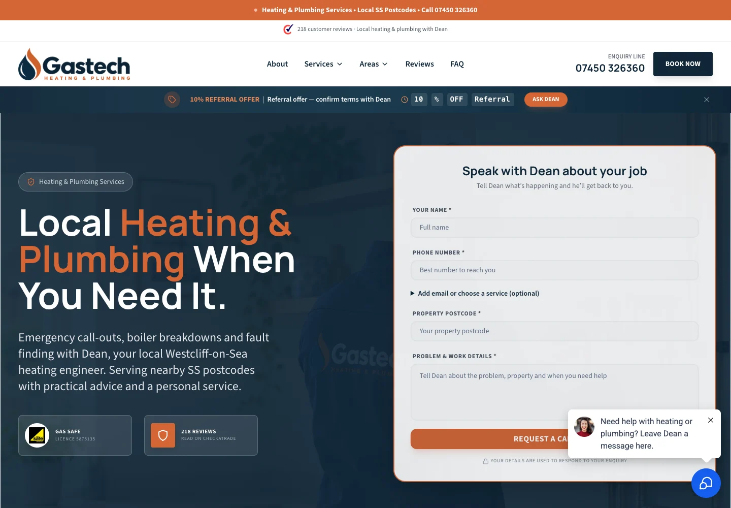 Gastech bespoke website