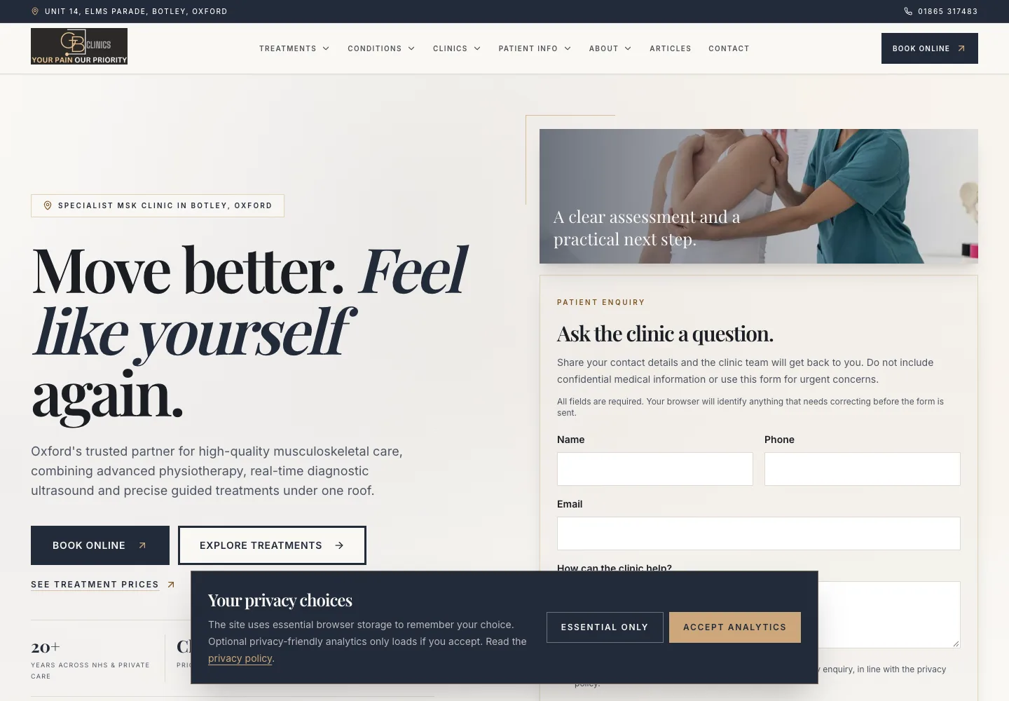 GB Clinics bespoke website