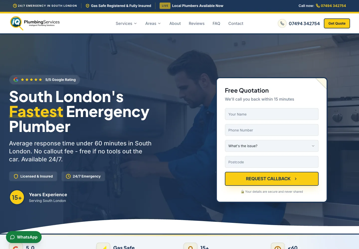 IQ Plumbing London bespoke website