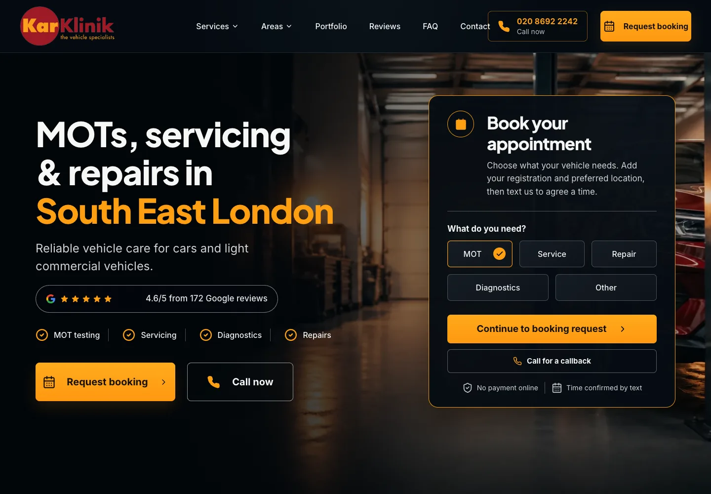 Kar Klinik bespoke website