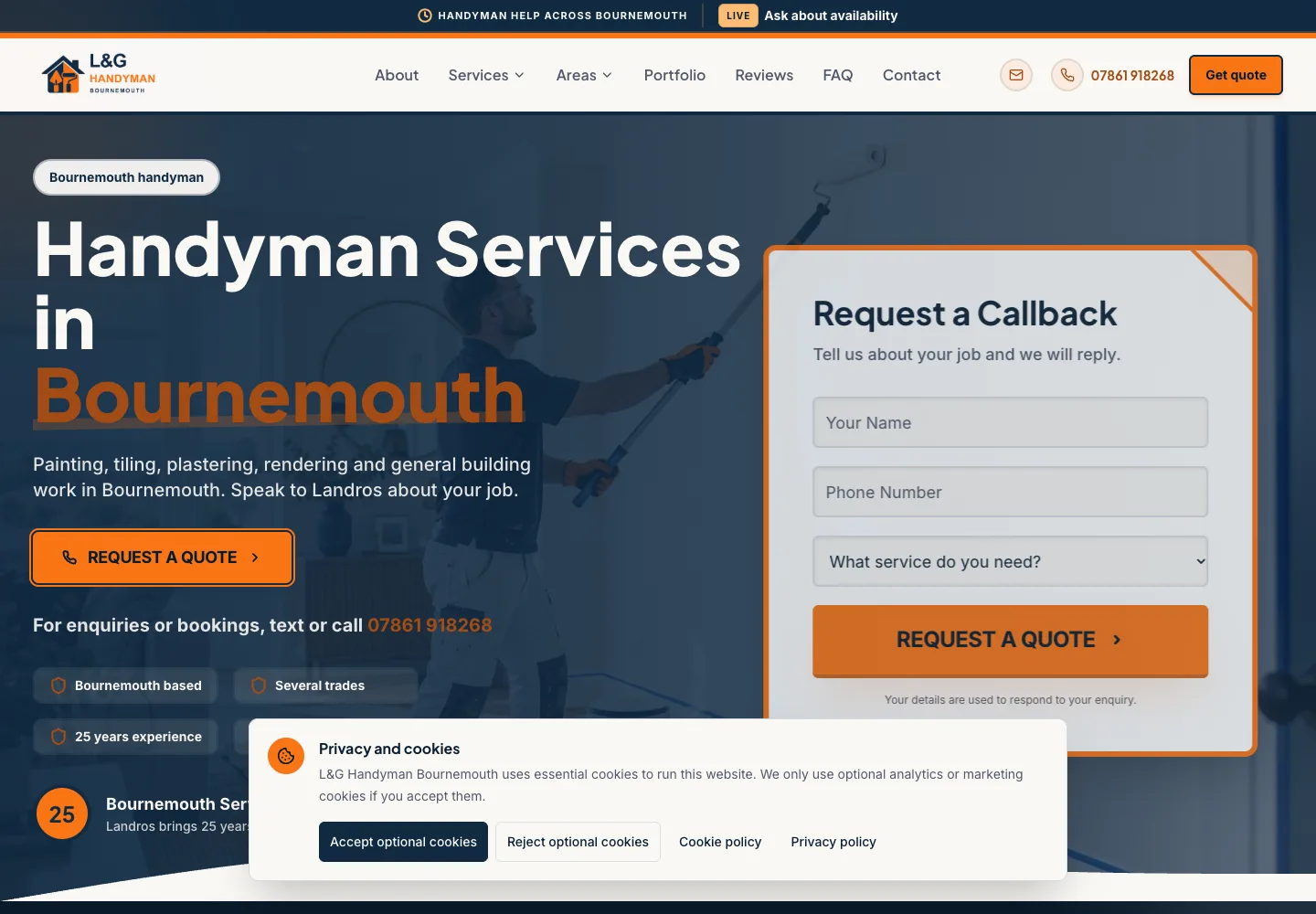 L&G Handyman Bournemouth bespoke website