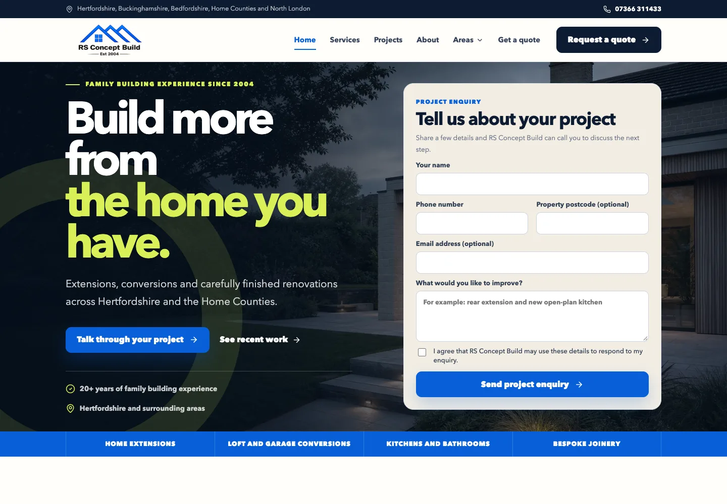 Homepage of the RS Concept Build website
