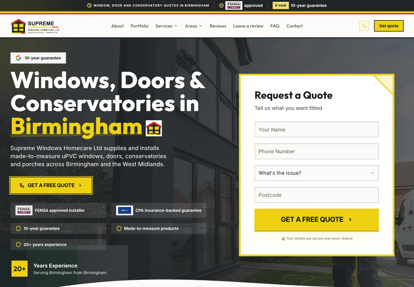 Supreme Windows Homecare homepage