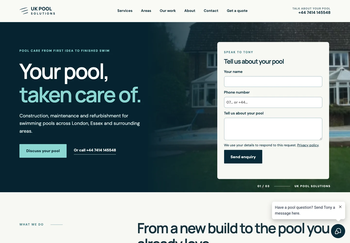 UK Pool Solutions bespoke website